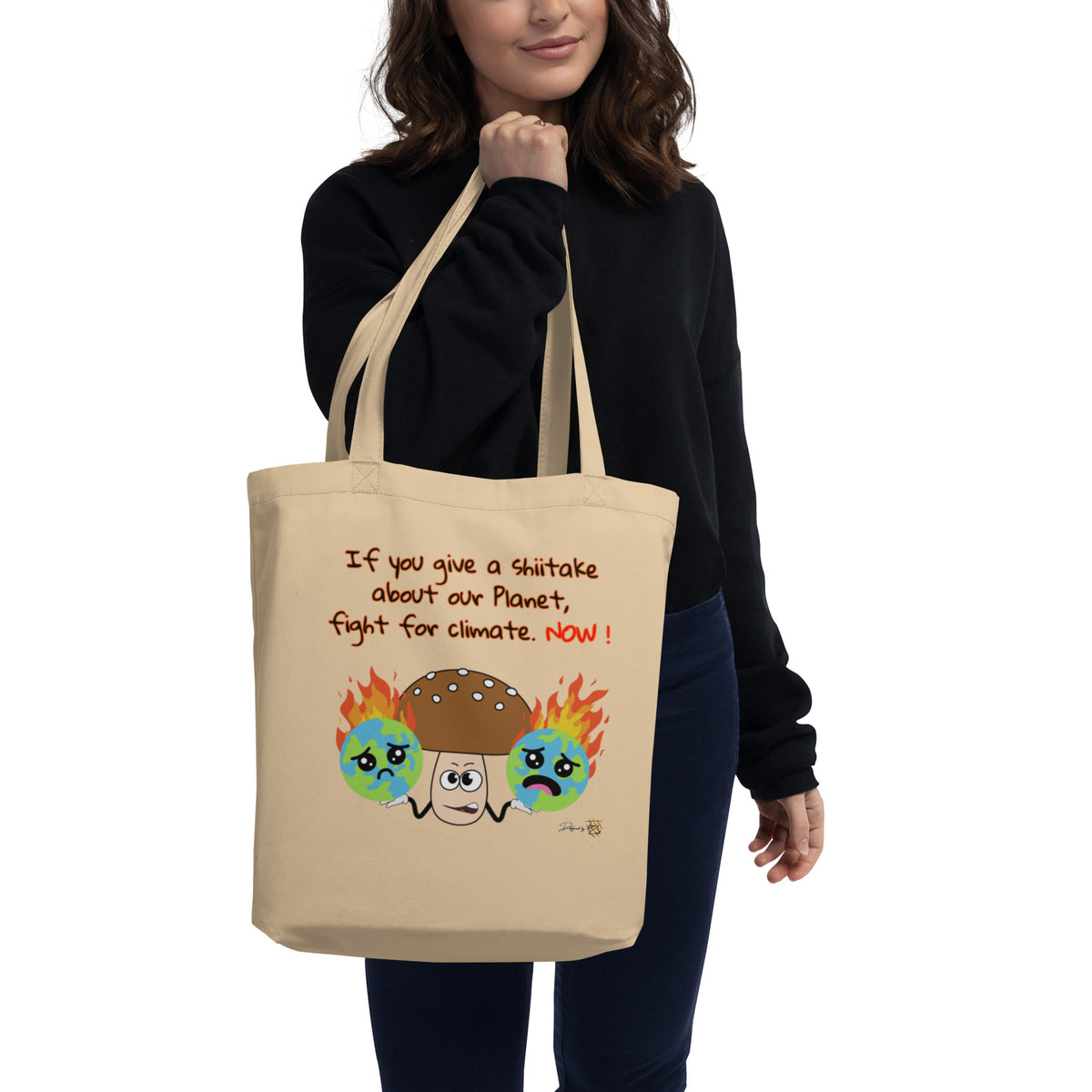 Econscious reusable tote bag featuring “If You Give a Shiitake” mushroom graphic