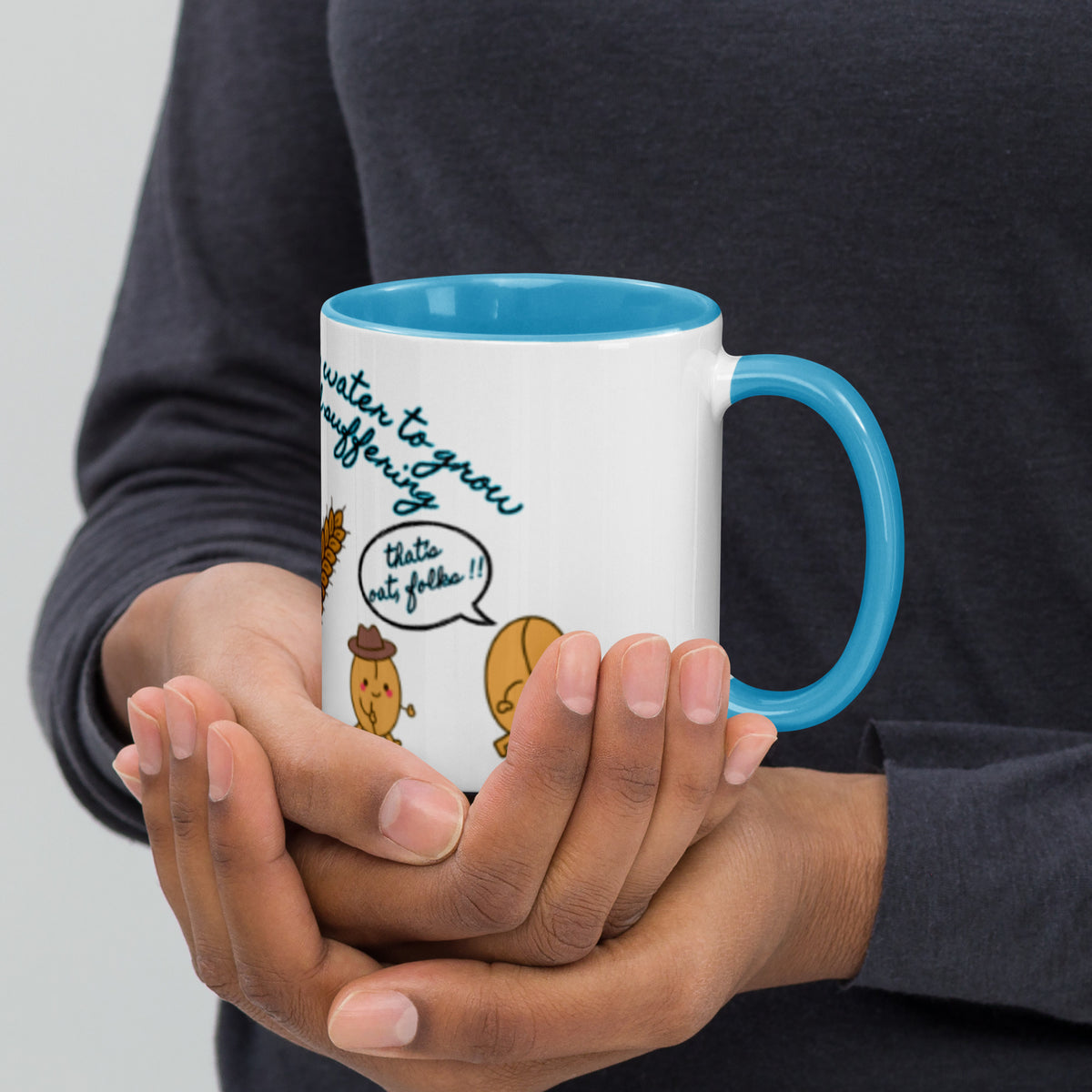 Funny oat milk coffee mug with “That’s Oat, Folks” meme design